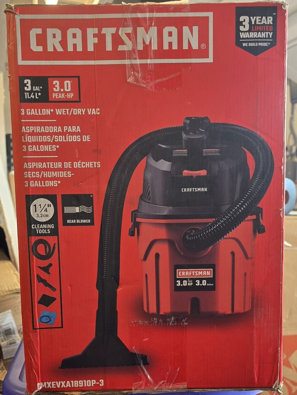 NEW Craftsman 3 Gallon 3 HP Wet/Dry Shop Vac – Never Opened